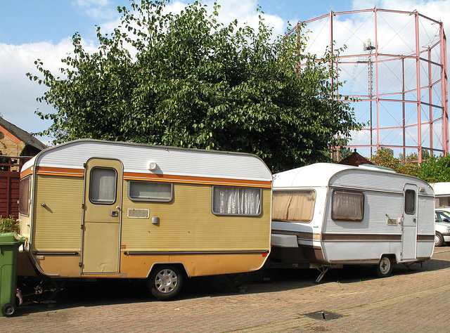 Two Caravans and a Gas Holder