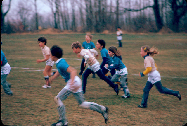 Elise plays soccer, Spring, 1982