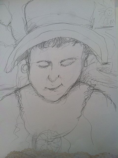 Sketch of me, at Big Draw LA, Mar Vista Farmers Market