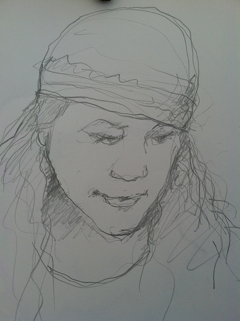 Sketch of my daughter, at Big Draw LA, Mar Vista