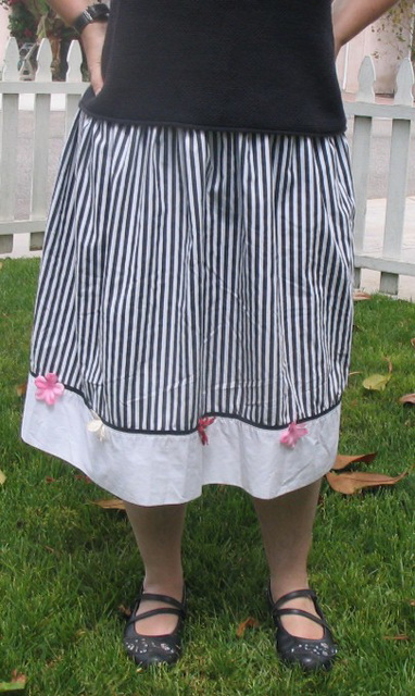 Striped bedsheet skirt