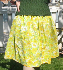 Yellow floral bedsheet skirt