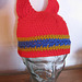 Crocheted red hat with horns