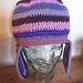 Crocheted striped hat with earflaps