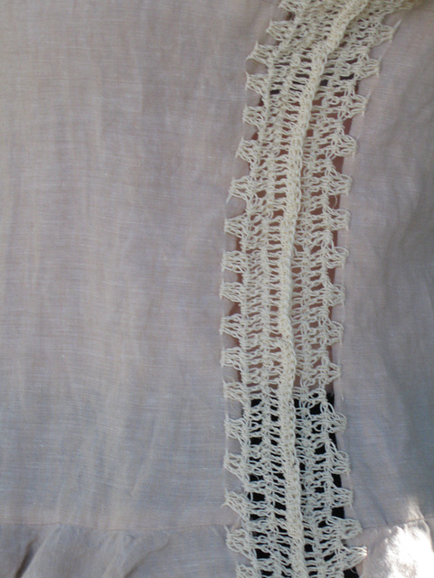Crochet-altered linen blouse