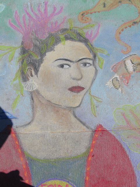 "Frida Underwater" Chalk Art (detail)