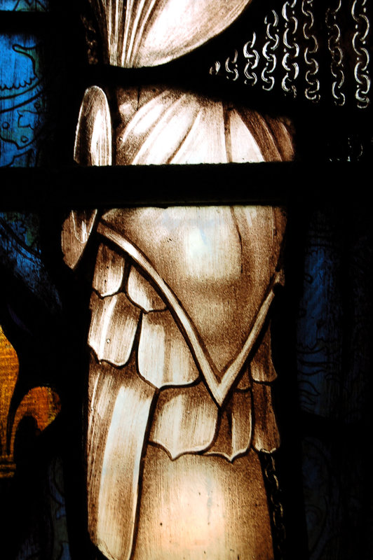 Detail of Memorial window to Edward Mason Weenck, St Anne's Church, Baslow, Derbyshire