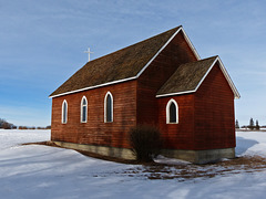 Little red church near Blackie, Alberta