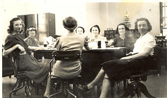 Office girls at lunch. Mom, second from right. Late 1930s, New Orleans