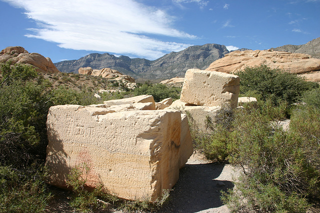 Quarried blocks, Aztec Sandstone