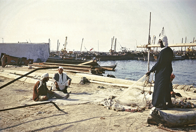 Seafront fishermen, Doha, Qatar