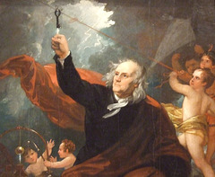 Detail of Benjamin Franklin Drawing Electricity from the Sky by Benjamin West in the Philadelphia Museum of Art, August 2009