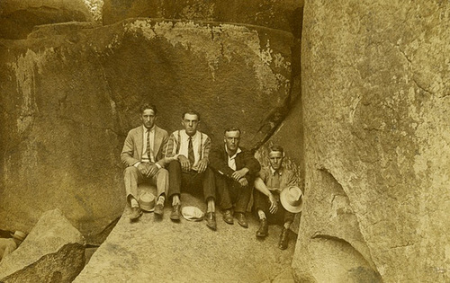 Four Men at Devil's Den, Gettysburg, Pa.