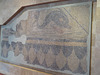 Aquincum, palais du gouverneur : mosaïque aux poissons.