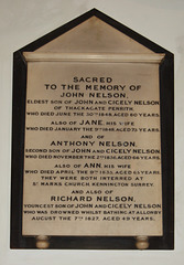 Memorial to the Nelson family, St Andrew's Church, Penrith, Cumbria