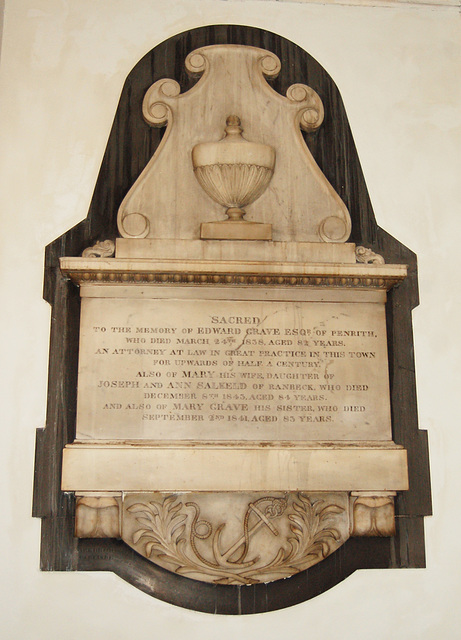 Memorial to Edward and Mary Grave,  Saint Andrew's Church, Penrith, Cumbria