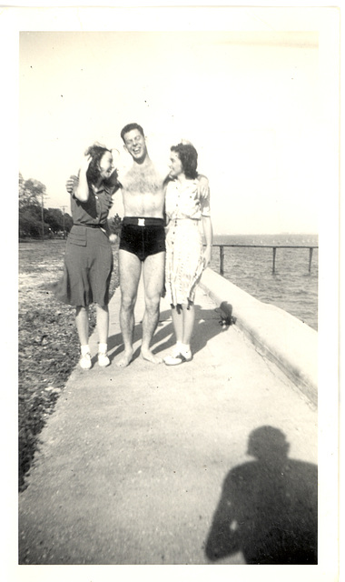 Alice, Yvonne and Friend at Lake Ponchatrain about 1942
