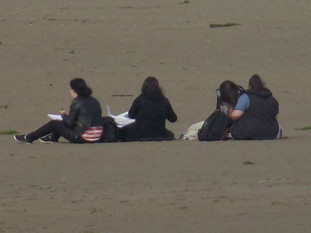 Some students drawing the view