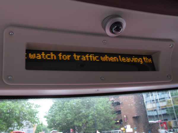 watch for traffic when leaving the bus