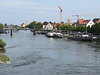 Ratisbonne : les quais, depuis le pont de pierre.