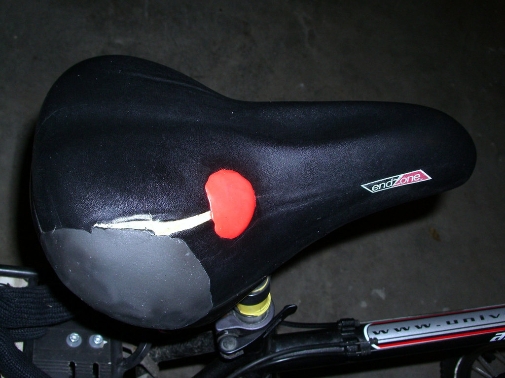 Worn saddle with Sugru