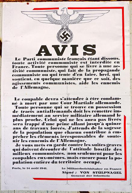Affiche de 1941 sous l'Occupation / Afiŝo de 1941 sub la Okupacio