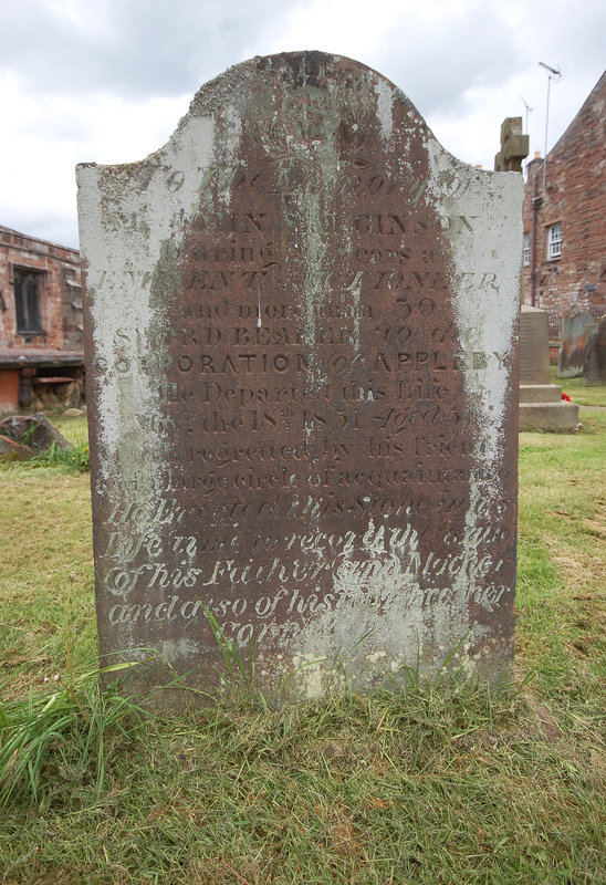 Memorial to John Sargenson, 'Sword Bearer to the Corporation of Appleby', Saint Lawrence's Church, Boroughgate, Appleby In Westmorland, Cumbria