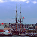 Replica of Captain James Cook's Endeavor in Whitby Harbor