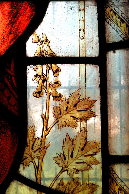 Detail of Memorial window to Edward Mason Weenck, St Anne's Church, Baslow, Derbyshire