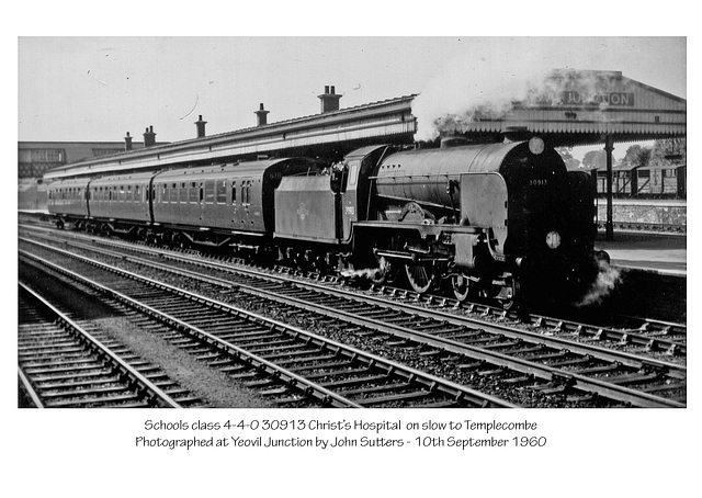 Schools class 4-4-0 30913 Christ's Hospital at Yeovil Junction 10 9 60