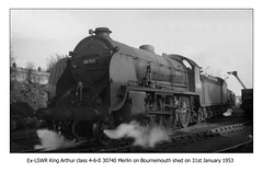 King Arthur 4-6-0 30740 Merlin -  Bournemouth - 31.1.1953