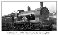 LSWR T9 4-4-0 30729 Bournemouth 31.1.1953