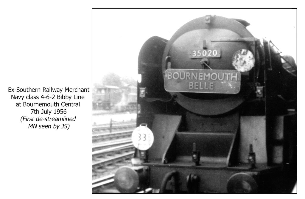 Merchant Navy class 4-6-2 35020 Bibby Line at Bournemouth Central 7.7.1956