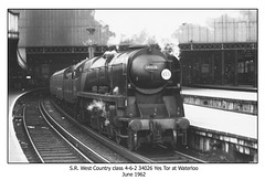 SR West Country class 34026 Yes Tor - Waterloo - June 1962
