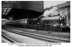LBSCR H2 4-4-2 32422 North Foreland at Bournemouth Central  7.7.1956