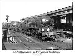 SR West Country class 34036 Westward Ho - Salisbury - June 1962