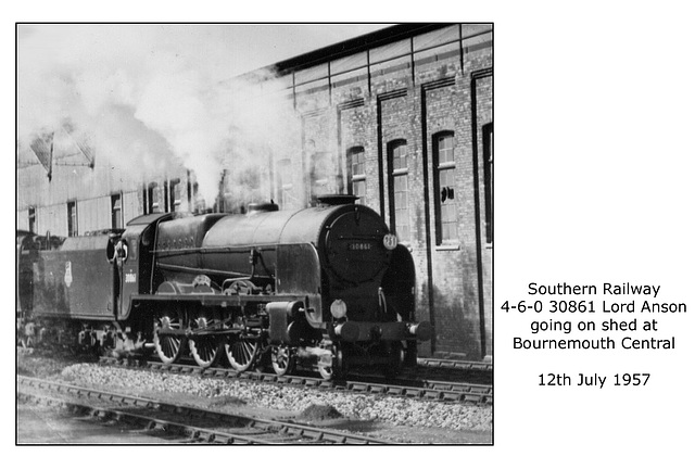 Southern 4-6-0 30861 Lord Anson Bournemouth 12 7 1957
