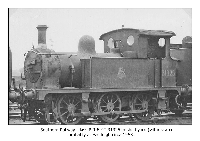 0-6-0T 31325 in the shed yard c1958 probably at  Eastleigh