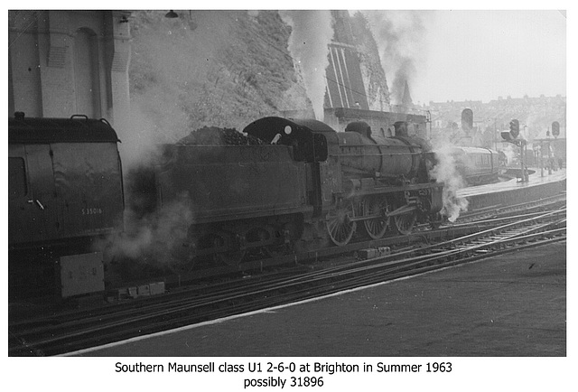 Southern Railway 2-6-0 U1 class at  Brighton in the Summer holidays 1963