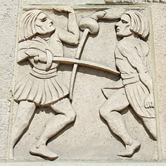 Medievalizing Relief of Fencing on the USC Student Union, July 2008