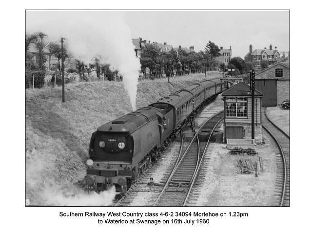 West Country 4-6-2 34094 Morthoe at Swanage 16.7.1960