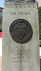 Detail of the Pedestal of the Statue of Tommy Trojan at USC, July 2008
