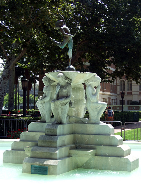 Youth Triumphant Sculpture and Fountain at USC, July 2008