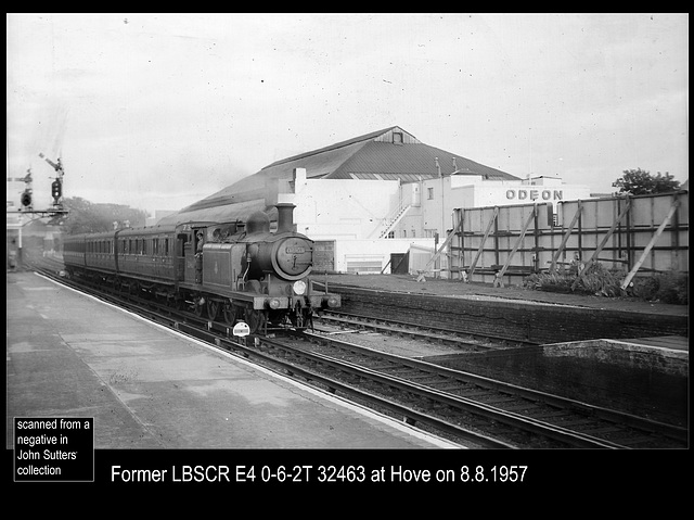 Former LBSCR E4 0-6-2T 32463 at Hove on 8.8.1957