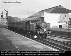 Former LBSCR E4 0-6-2T 32463 at Hove on 8.8.1957