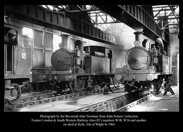 LSWR 02s on Ryde Shed by  Alan Newman in 1964