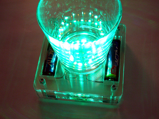 Mood light coaster - and a glass