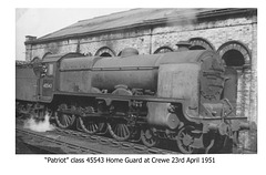 Patriot class 45543 Home Guard at Crewe 23rd April 1951