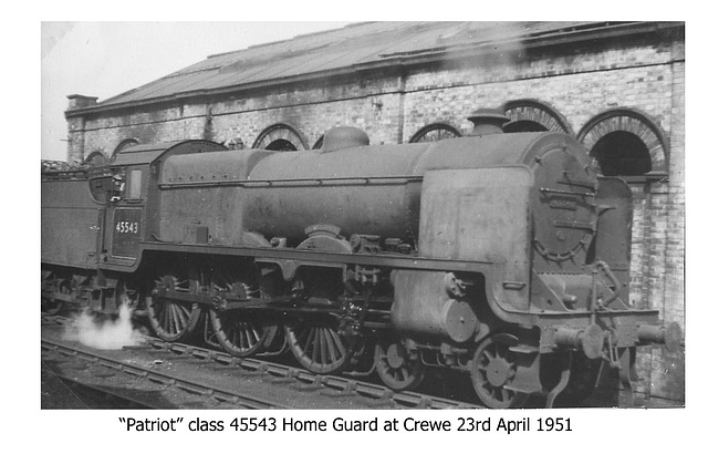 Patriot class 45543 Home Guard at Crewe 23rd April 1951