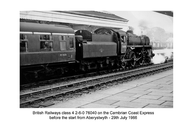 BR 2-6-0 76040 at Aberystwyth 29.7.1966